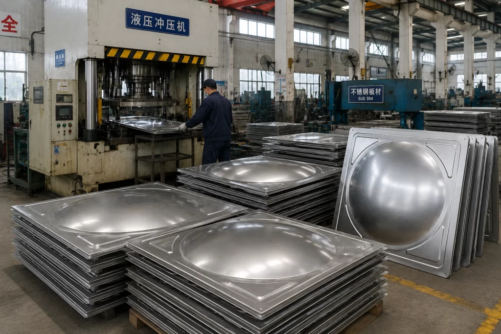 箱泵一体化不锈钢水箱冲压模块制作过程