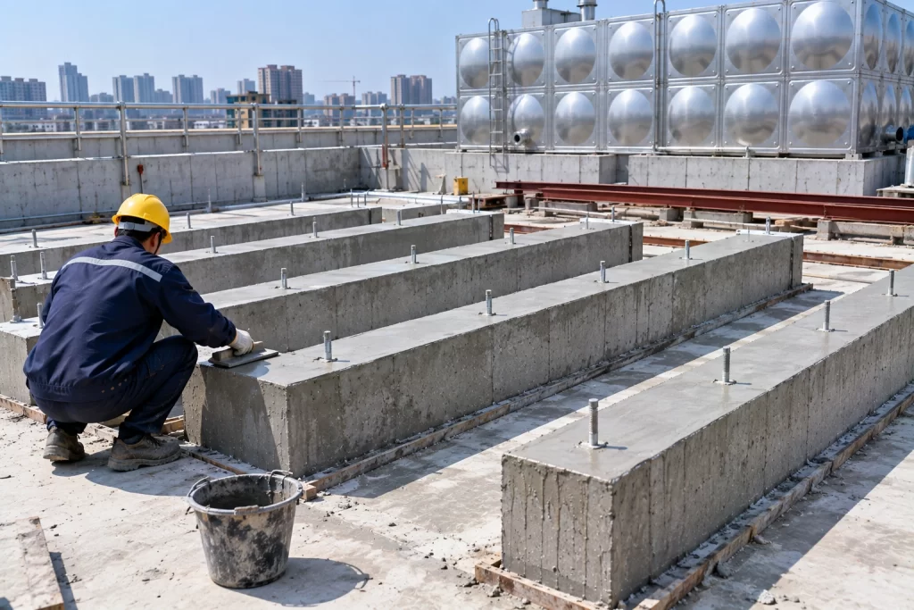 不锈钢水箱混凝土条形基础施工现场